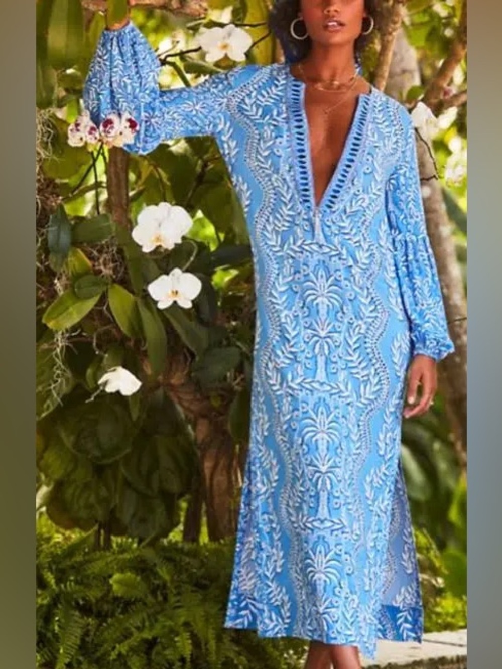 Lilly Pulitzer Laurelie Caftan Maxi Dress Abaco Blue Have It Both Rays NWT Sz 2 - Picture 16 of 17